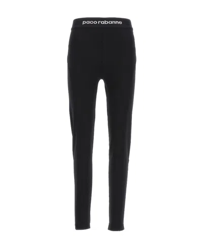 RABANNE PACO RABANNE LOGO DETAILED HIGH WAISTED LEGGINGS