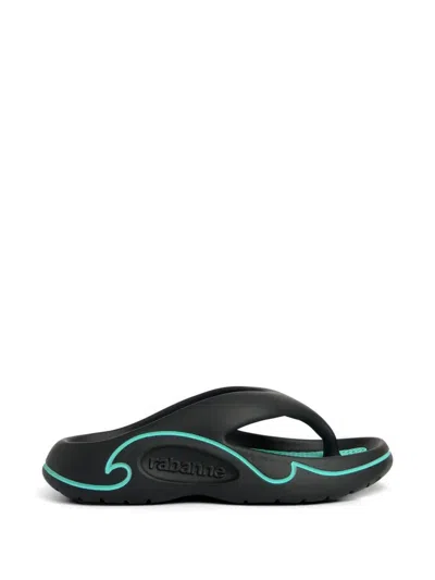 Rabanne Logo-embossed Flip-flops In Black