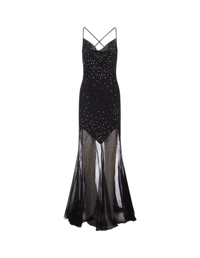Rabanne Long Black Dress With Crystals
