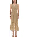 Rabanne Long Crochet Dress In Gold