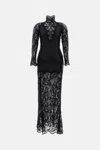 Rabanne Womens Black Lace-embroidery Slit Stretch-woven Maxi Dress