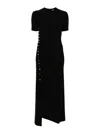 Rabanne Embellished Asymmetric Draped Midi Dress In Black