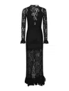 Rabanne Fitted Lace Dress With High Collar In Black
