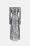 Rabanne Long Lace Dress In Gray
