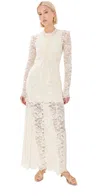 Rabanne Long Dress In Lace Ivory