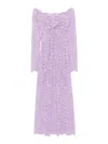Rabanne Womens French Lavander Off-shoulder Long-sleeves Lace Midi Dress In Púrpura