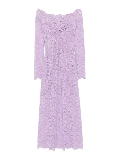 Rabanne Lace Off-the-shoulder Dress In Purple