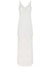 Rabanne Ivory White Long Dress With Lace-effect In White
