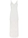 Rabanne Ivory White Long Dress With Lace-effect In White
