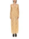 Rabanne Women's Long Dress With Sequins In Beige