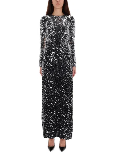 Rabanne Long Dress With Sequins In Black
