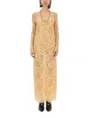 Rabanne Women's Long Dress With Sequins In Ivory