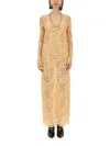 Rabanne Women's Long Dress With Sequins In Neutrals