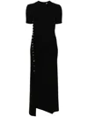 Rabanne Embellished Asymmetric Draped Midi Dress In Black