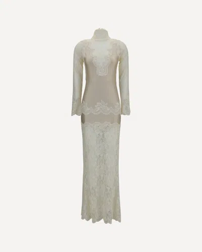 Rabanne Long Lace And Jersey Dress In Gold