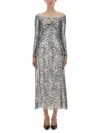 Rabanne Long Lace Dress In Gray