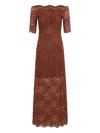 Rabanne Long Lace Dress  In Brown