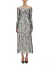 Rabanne Long Lace Dress In Silver