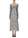 Rabanne Long Lace Dress In Silver