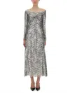 Rabanne Floral Lace Off-the-shoulder Long-sleeve Midi Dress In Multi