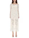 Rabanne Abito Lungo In Pizzo In White