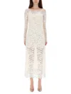 Rabanne Abito Lungo In Pizzo In White