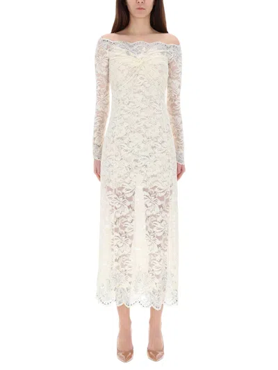 Rabanne Long Lace Dress In White