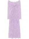 Rabanne Long Lilac Lace Dress Bardot Neckline In Purple