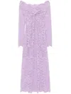 Rabanne Womens French Lavander Off-shoulder Long-sleeves Lace Midi Dress In Multicolor