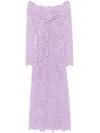 Rabanne Womens French Lavander Off-shoulder Long-sleeves Lace Midi Dress In Multicolor