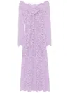 Rabanne Womens French Lavander Off-shoulder Long-sleeves Lace Midi Dress In Pink & Purple