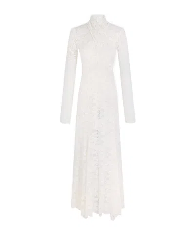 Rabanne Long Lace Dress With Cut-out Details In White