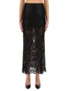 Rabanne Split-hem Lace Midi Skirt In Black