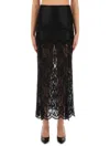 Rabanne Stretch Lace Skirt In Black