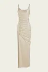Rabanne Button-embellished Ruched Maxi Dress