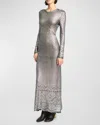 Rabanne Womens Round-neck Metallic-weave Knitted Maxi Dress Silver In Silver