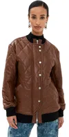 Rabanne Long Quilted Blouson In Chocolat