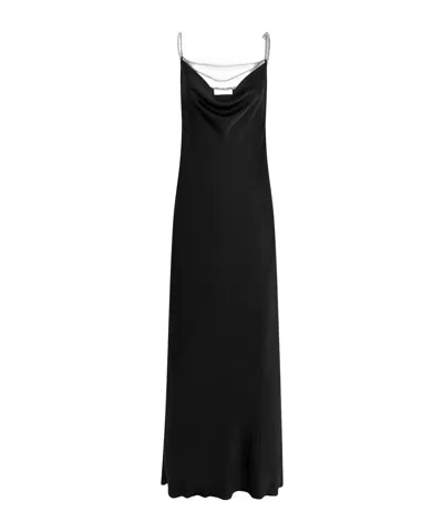 Rabanne Long Satin Dress In Black