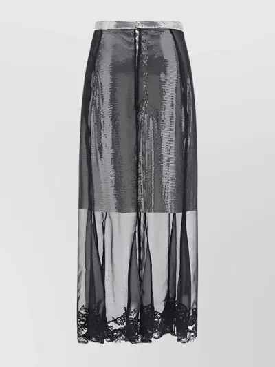 Rabanne Long Skirt Rhinestone Embellishment In Gray