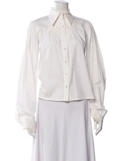 Pre-owned Rabanne Long Sleeve Blouse In White