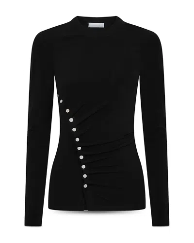 Rabanne Long Sleeve Crewneck Top In Black