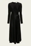 Rabanne Long-sleeve Gathered Midi Dress In Black