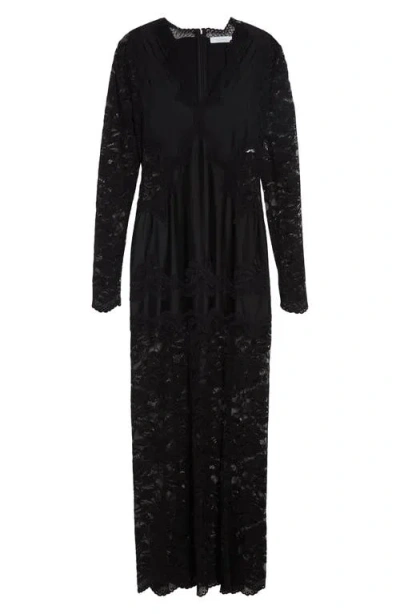 Rabanne Lace Maxi Dress With Semi-sheer Finish In Black