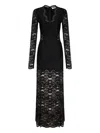Rabanne Long-sleeve Lace Maxi Dress In Black