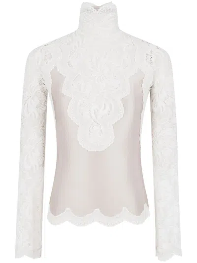 Rabanne Long-sleeve Lace Top In White