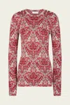 Rabanne Long-sleeve Metallic Top In Silver Paisley