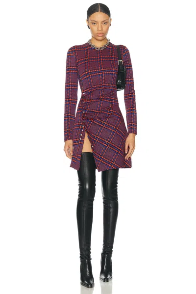 Rabanne Long-sleeve Ruched Mini Dress In Multi In Red & Black Geometric