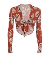 Rabanne Cropped Paisley-print Stretch-crepe Top In Multi