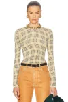 Rabanne Long Sleeve Top In Tartan Green & Yellow
