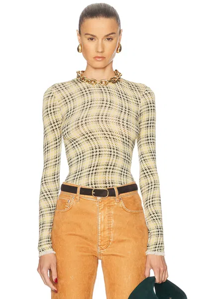 Rabanne Long Sleeve Top In Tartan Green & Yellow